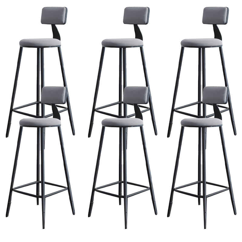 Modern Armless Backrest Counter Stool Steel Kitchen Bar Stool with Cushion and Pedal