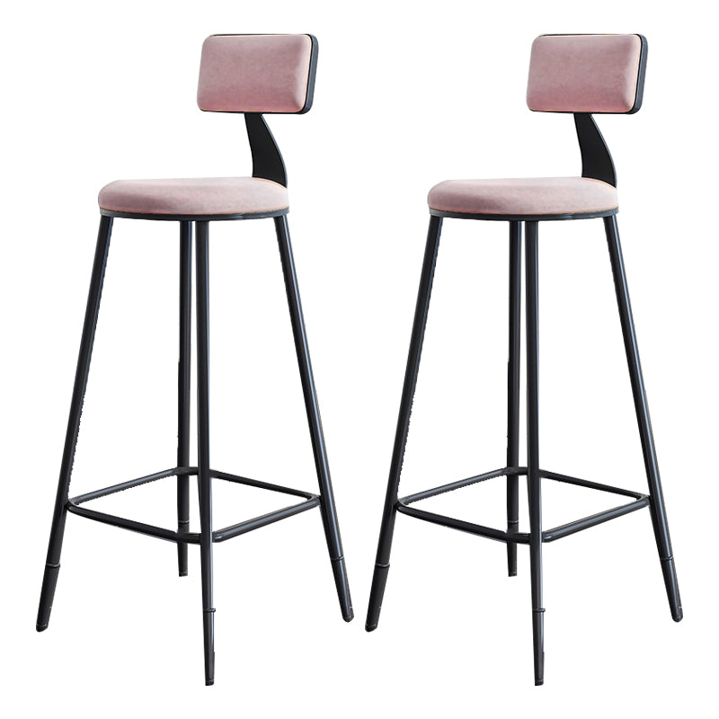 Modern Armless Backrest Counter Stool Steel Kitchen Bar Stool with Cushion and Pedal