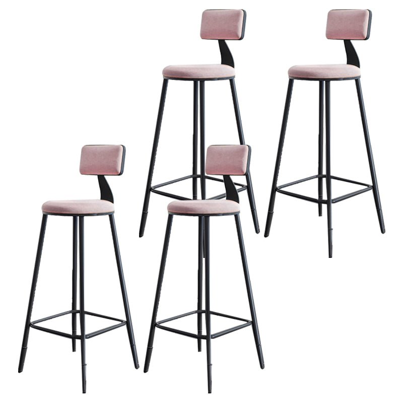 Modern Armless Backrest Counter Stool Steel Kitchen Bar Stool with Cushion and Pedal
