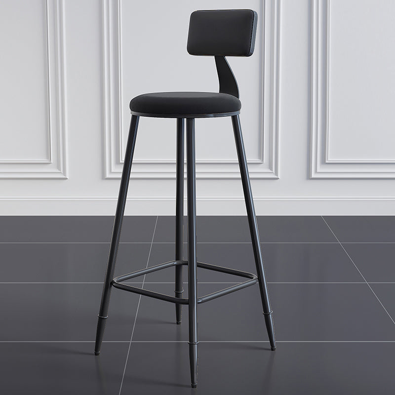 Modern Armless Backrest Counter Stool Steel Kitchen Bar Stool with Cushion and Pedal