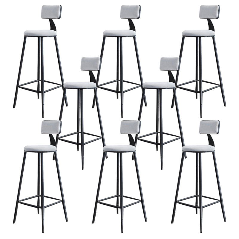 Modern Armless Backrest Counter Stool Steel Kitchen Bar Stool with Cushion and Pedal