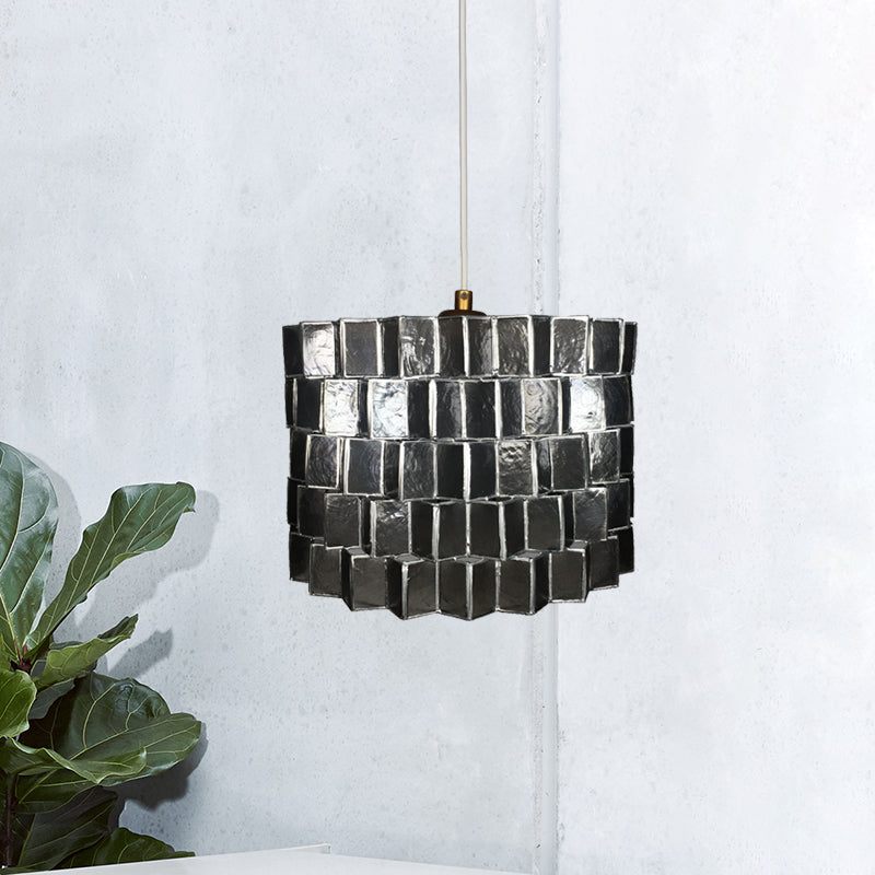 Shell Sledned Drum Forme Pendante Lighting Moderniste 1 tête Black Finish Plafond Suspension Lampe For Bedroom