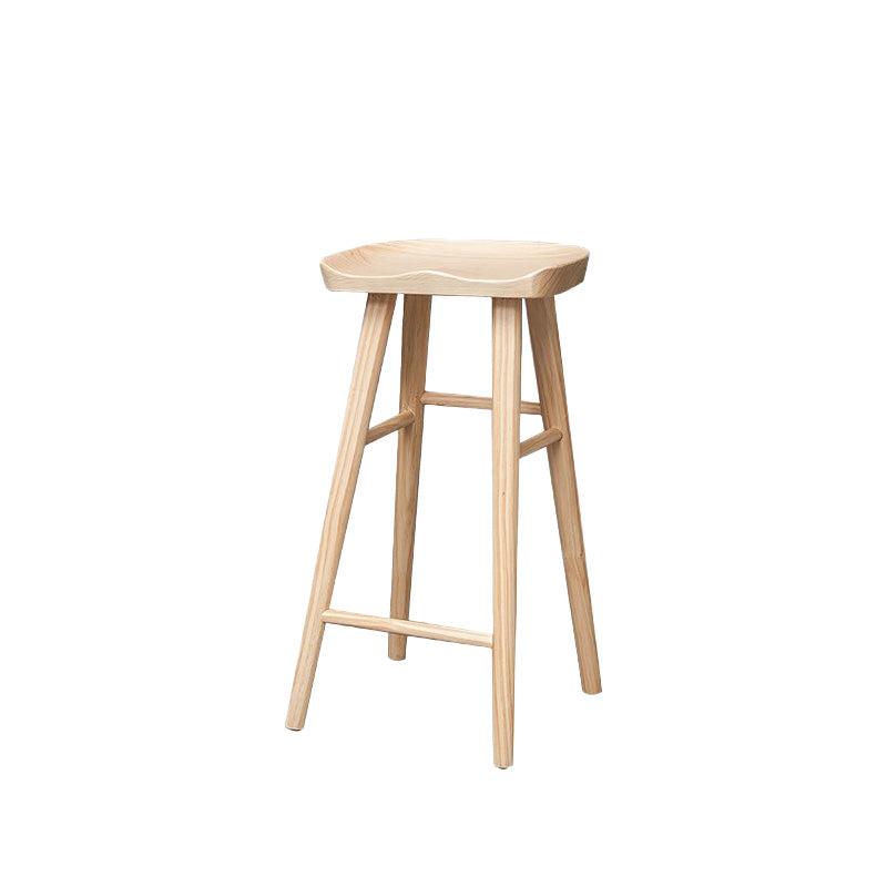 Modern Solid Wood Dining Stool Backless Contoured Seat Bar and Counter Stool
