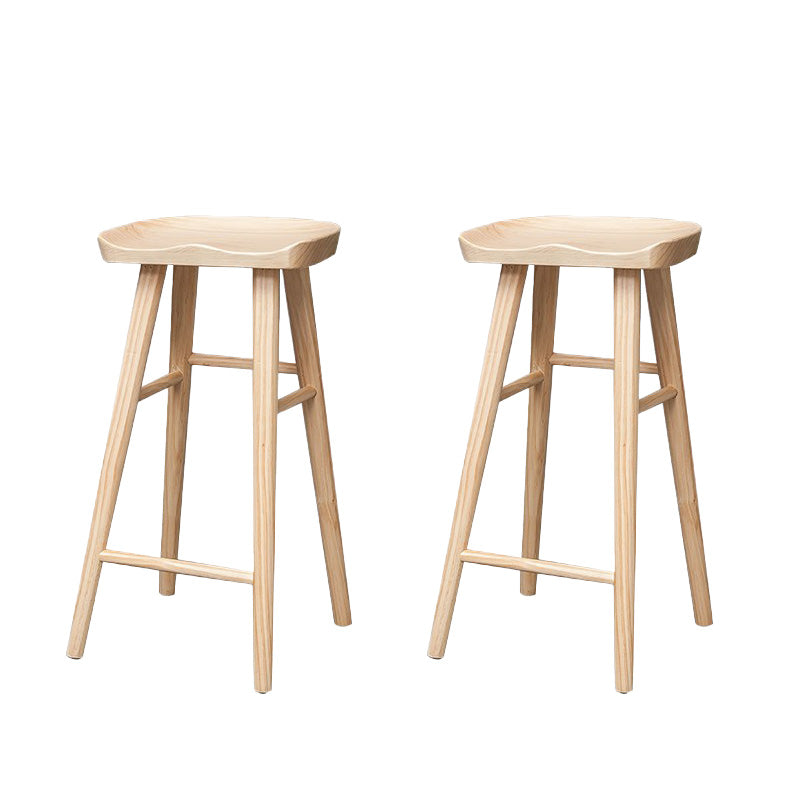 Modern Solid Wood Dining Stool Backless Contoured Seat Bar and Counter Stool