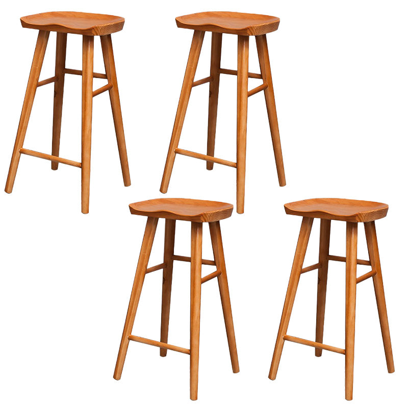Modern Solid Wood Dining Stool Backless Contoured Seat Bar and Counter Stool