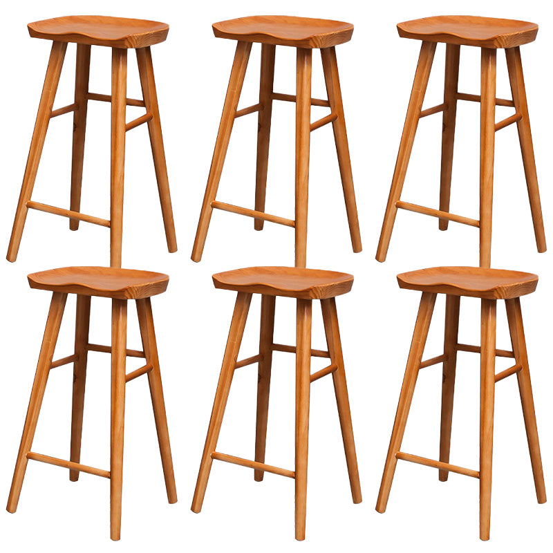 Modern Solid Wood Dining Stool Backless Contoured Seat Bar and Counter Stool
