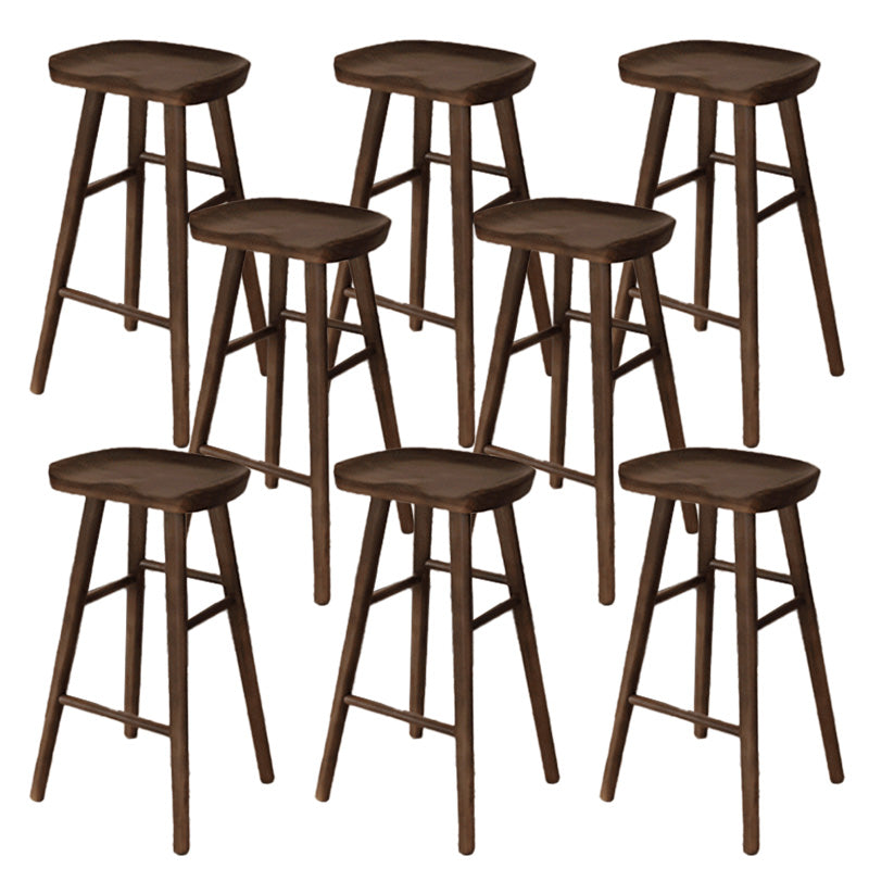 Modern Solid Wood Dining Stool Backless Contoured Seat Bar and Counter Stool