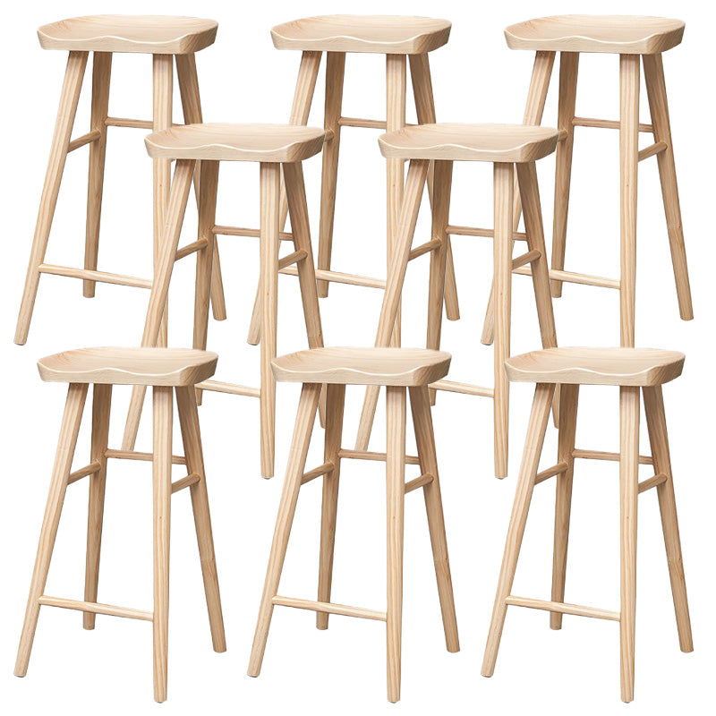 Modern Solid Wood Dining Stool Backless Contoured Seat Bar and Counter Stool