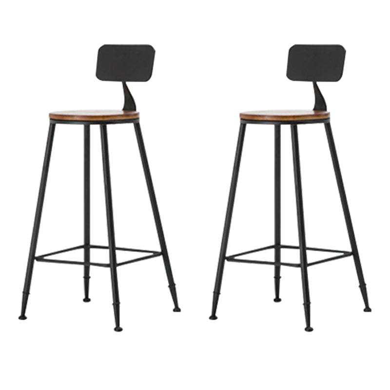 Industrial Armless Backrest Counter Stool Iron Cafe Bar Stool with Wooden Seat and Pedal