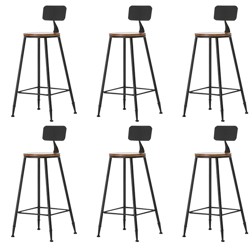 Industrial Armless Backrest Counter Stool Iron Cafe Bar Stool with Wooden Seat and Pedal