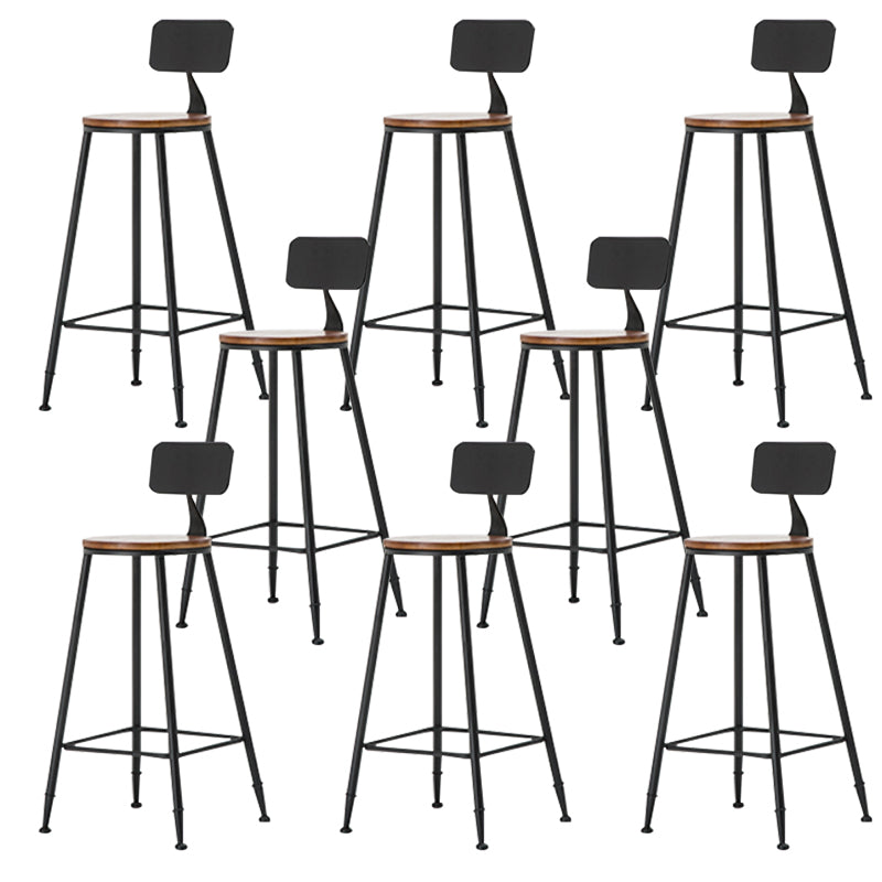 Industrial Armless Backrest Counter Stool Iron Cafe Bar Stool with Wooden Seat and Pedal