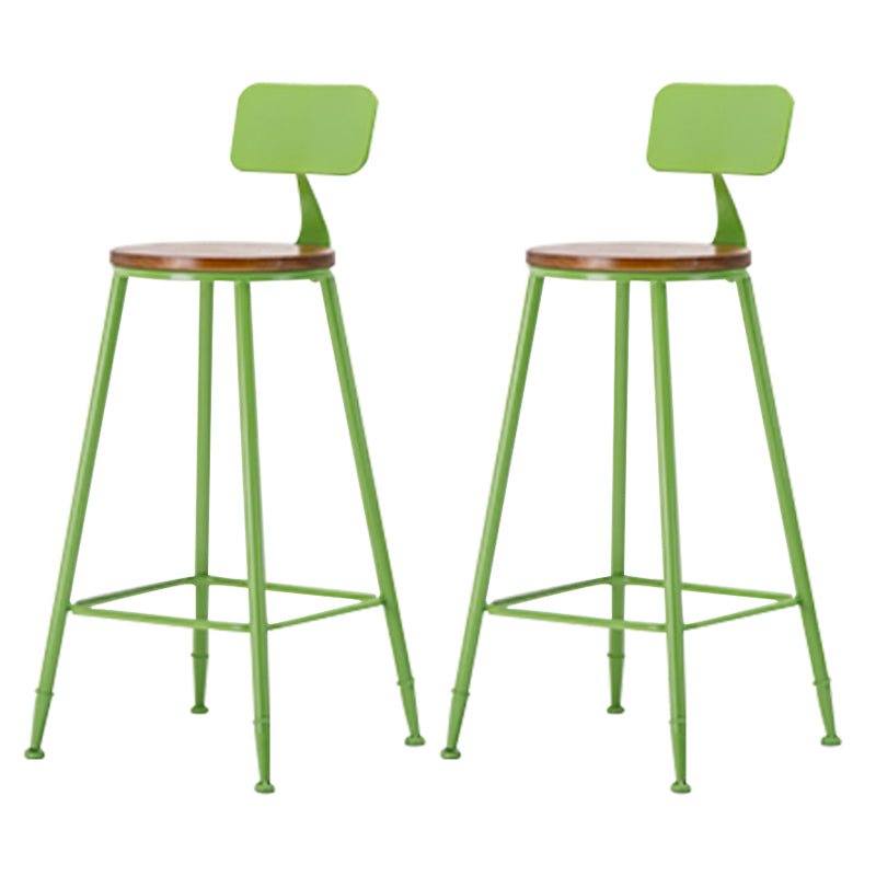Industrial Armless Backrest Counter Stool Iron Cafe Bar Stool with Wooden Seat and Pedal