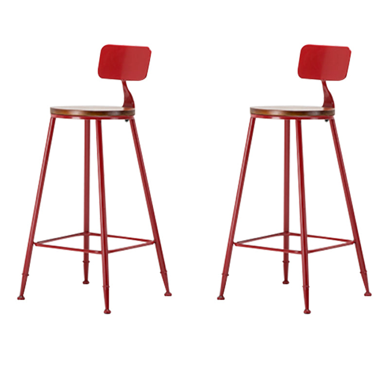 Industrial Armless Backrest Counter Stool Iron Cafe Bar Stool with Wooden Seat and Pedal