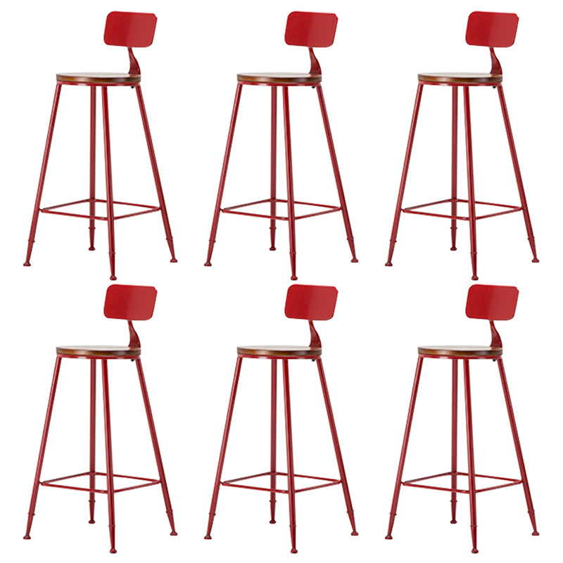 Industrial Armless Backrest Counter Stool Iron Cafe Bar Stool with Wooden Seat and Pedal