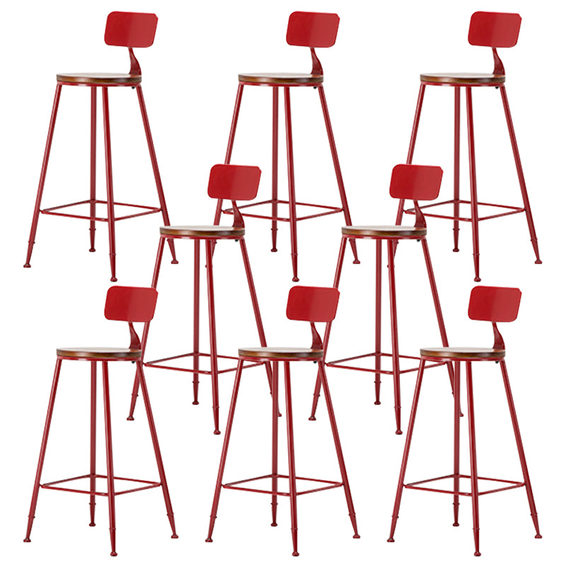 Industrial Armless Backrest Counter Stool Iron Cafe Bar Stool with Wooden Seat and Pedal