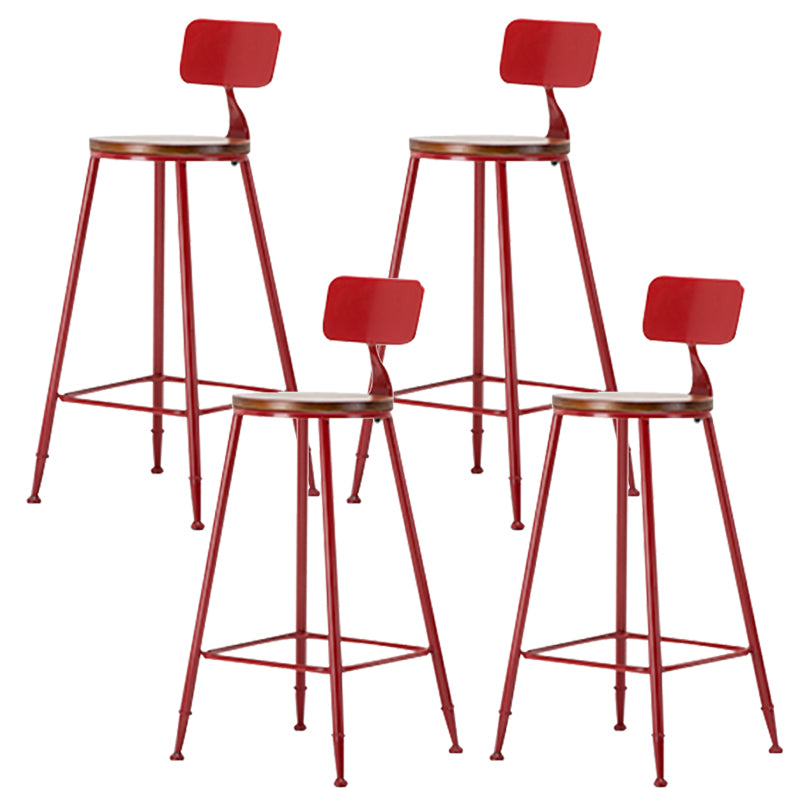 Industrial Armless Backrest Counter Stool Iron Cafe Bar Stool with Wooden Seat and Pedal