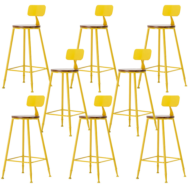 Industrial Armless Backrest Counter Stool Iron Cafe Bar Stool with Wooden Seat and Pedal