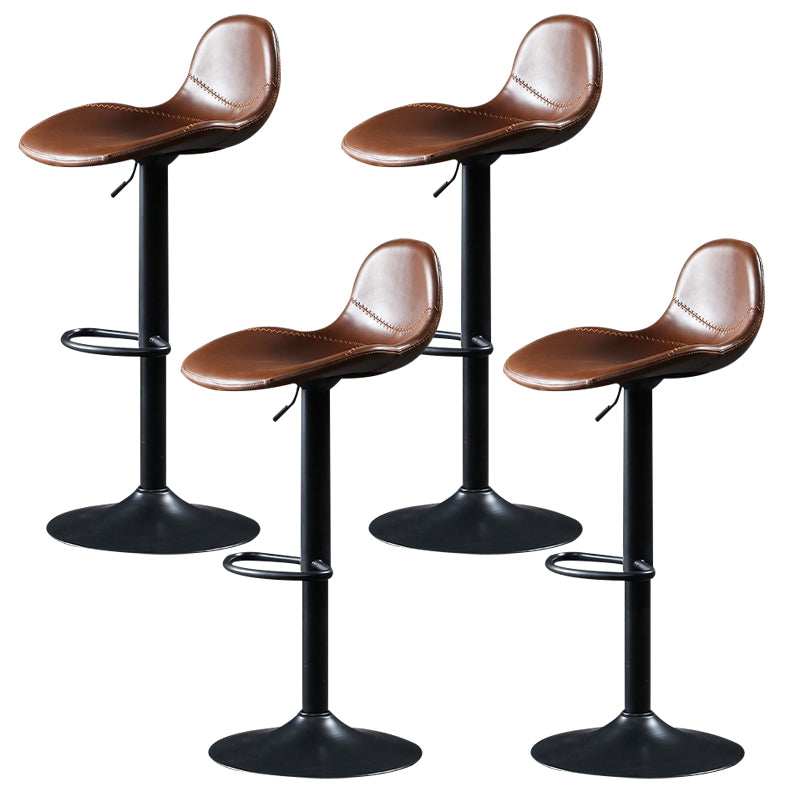 Modern Adjustable Leather Bar Stool Footrest Swivel Dining Stool for Living Room
