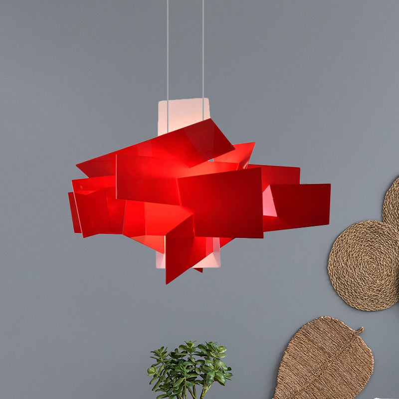 Weißer/rot unregelmäßiger hängender Anhänger zeitgenössischer LED -Acryl -Suspension Licht über Esstisch