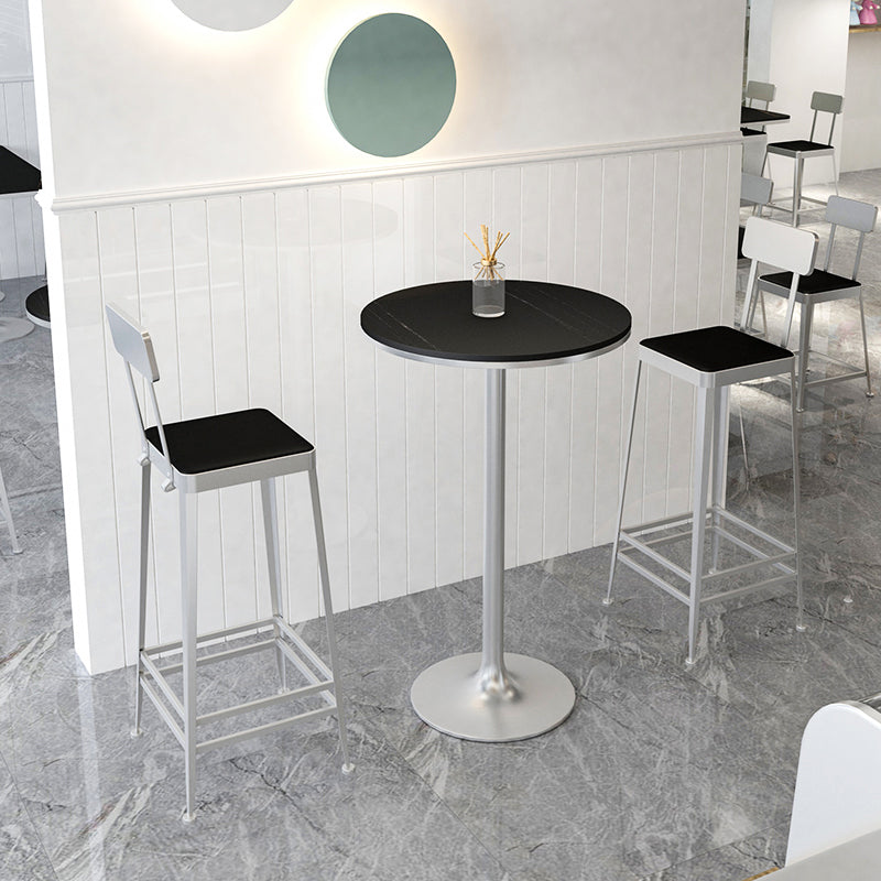 Square Glam Metal Bar Stools Footrest Coffee Shop Backrest  Counter Bar Stool