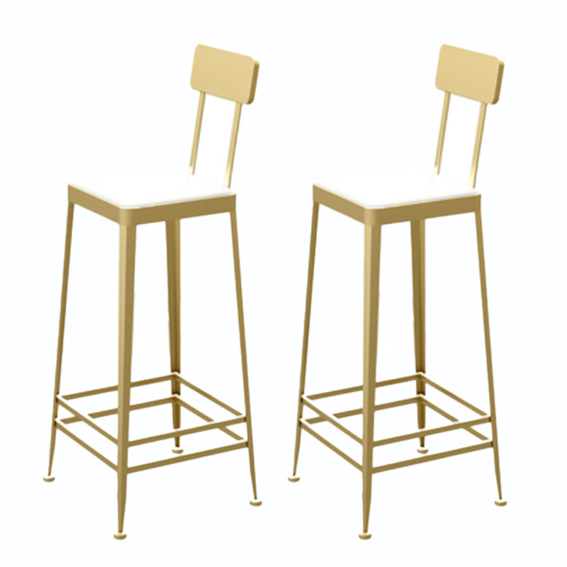 Square Glam Metal Bar Stools Footrest Coffee Shop Backrest  Counter Bar Stool