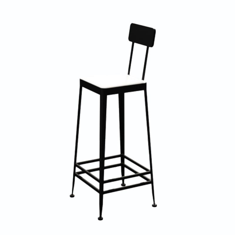 Square Glam Metal Bar Stools Footrest Coffee Shop Backrest  Counter Bar Stool