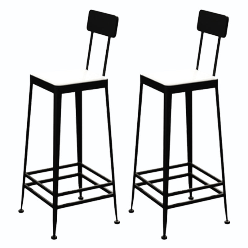 Square Glam Metal Bar Stools Footrest Coffee Shop Backrest  Counter Bar Stool