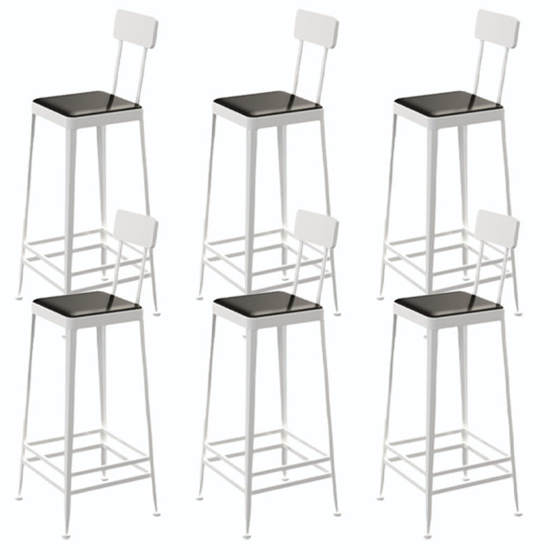 Square Glam Metal Bar Stools Footrest Coffee Shop Backrest  Counter Bar Stool