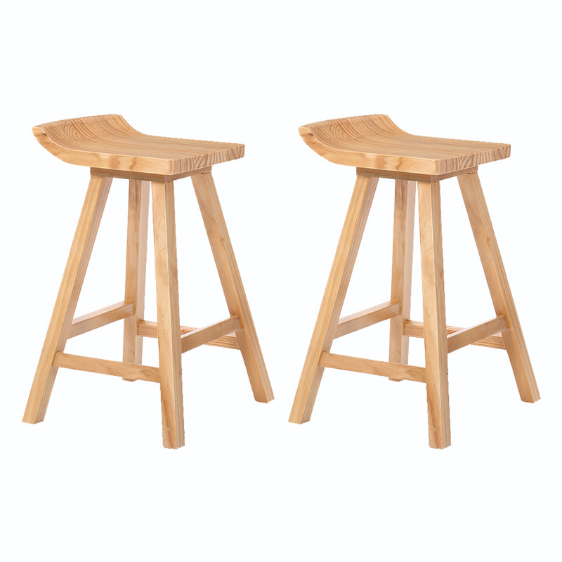 Indoor Modern Footrest Bar Stool Solid Wood Bar & Counter Stool in Natural