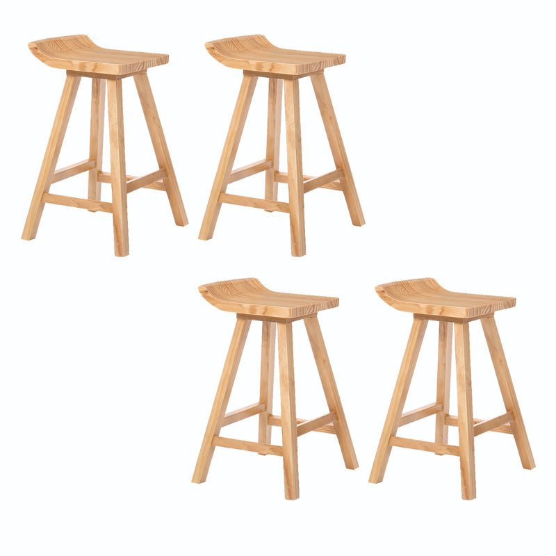 Indoor Modern Footrest Bar Stool Solid Wood Bar & Counter Stool in Natural