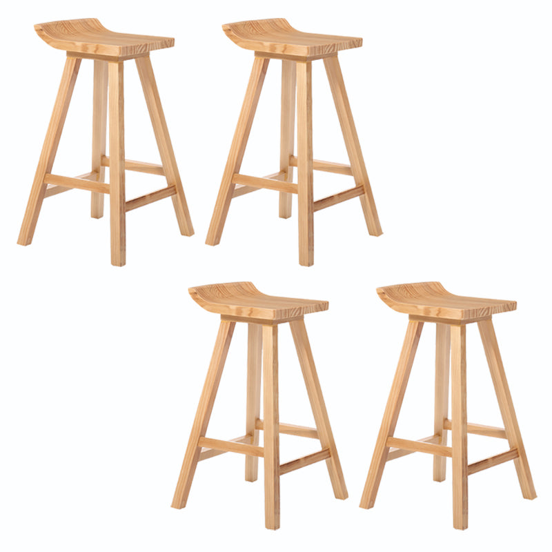 Indoor Modern Footrest Bar Stool Solid Wood Bar & Counter Stool in Natural