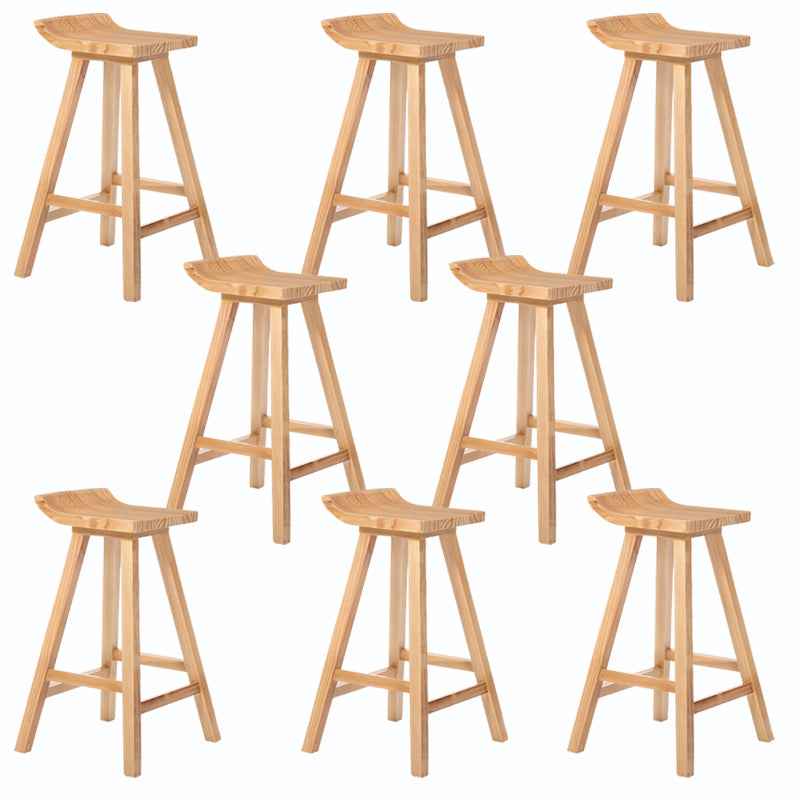 Indoor Modern Footrest Bar Stool Solid Wood Bar & Counter Stool in Natural