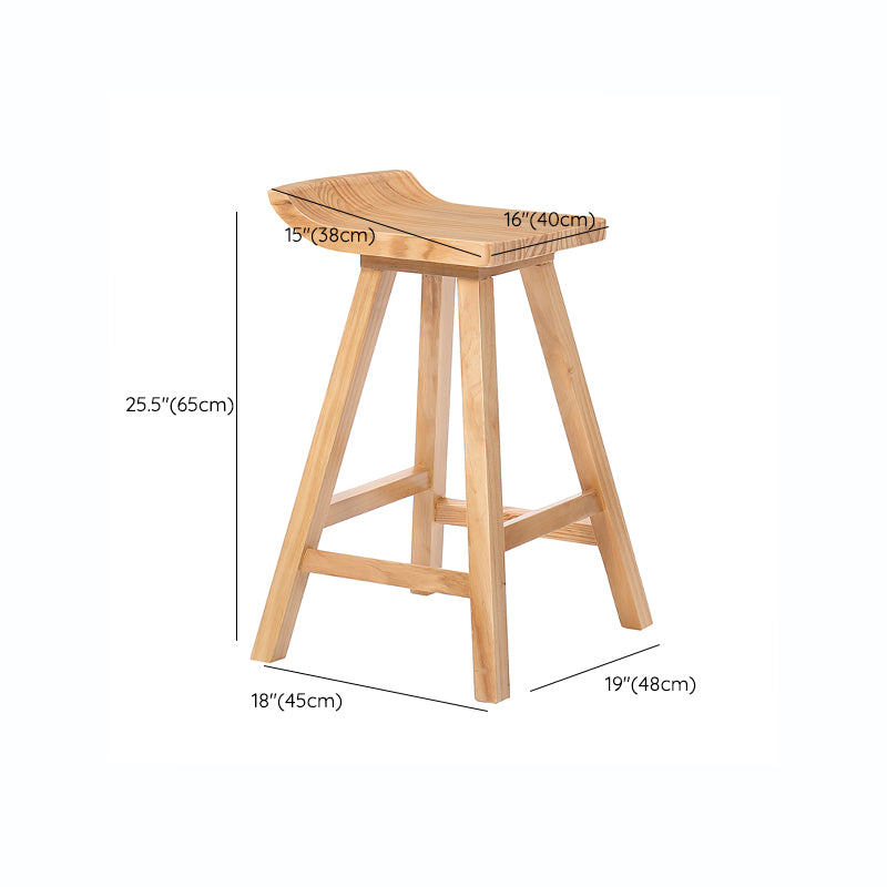 Indoor Modern Footrest Bar Stool Solid Wood Bar & Counter Stool in Natural