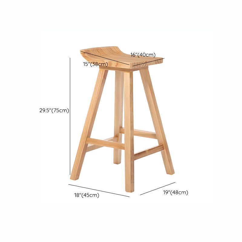 Indoor Modern Footrest Bar Stool Solid Wood Bar & Counter Stool in Natural