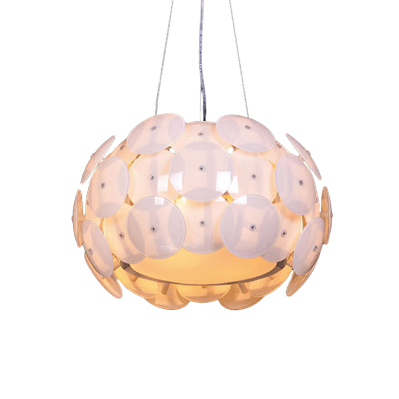 4 têtes chambre à coucher légère lustre de pendentif blanc moderne avec ombre en acrylique de tambour