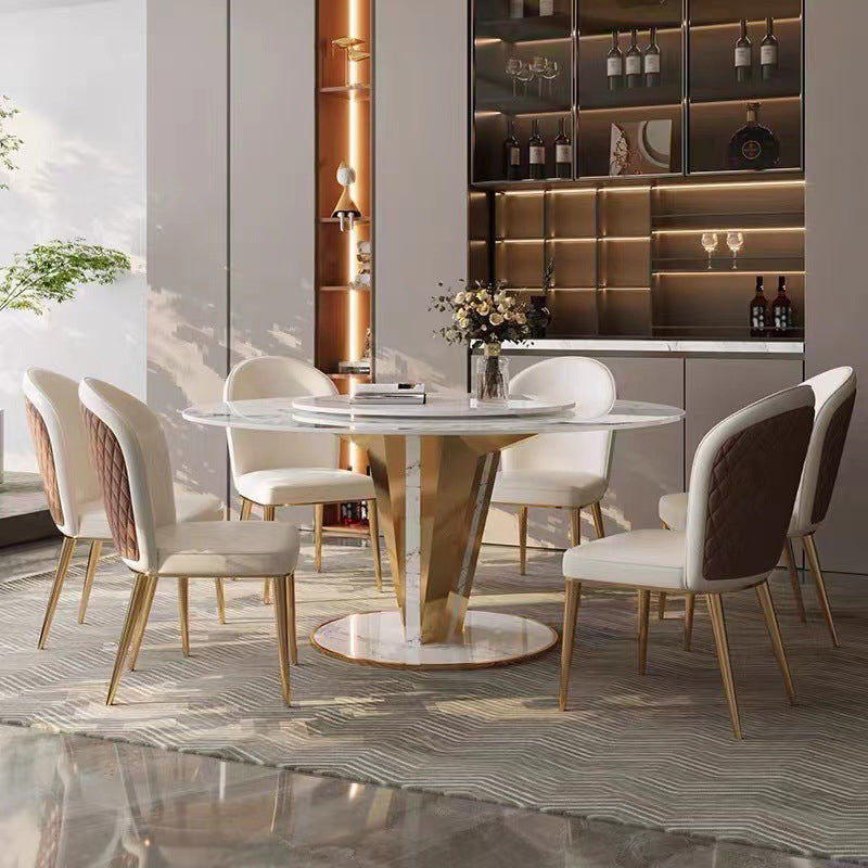 Glam Style Round Table Set 1/4/5/7/9 Pieces Dining Set for Kitchen