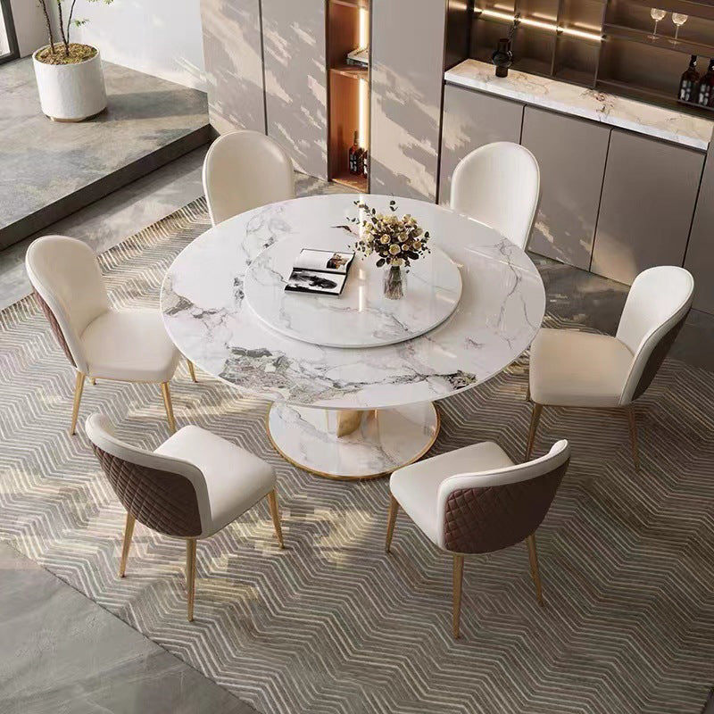 Glam Style Round Table Set 1/4/5/7/9 Pieces Dining Set for Kitchen