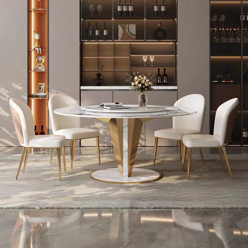 Glam Style Round Table Set 1/4/5/7/9 Pieces Dining Set for Kitchen
