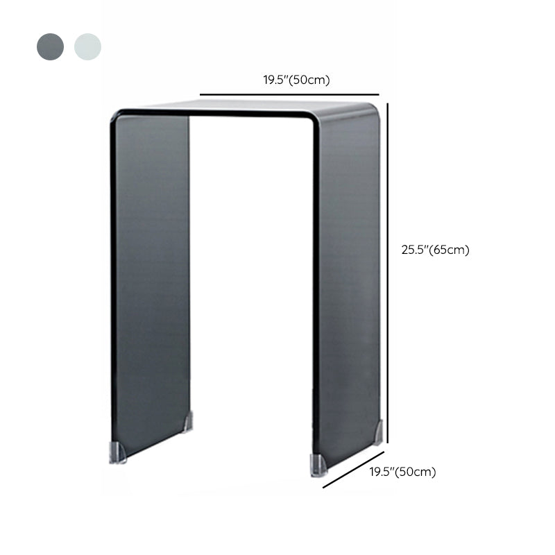 Modern Glass Sled Side End Table Minimalist Square Corner Table