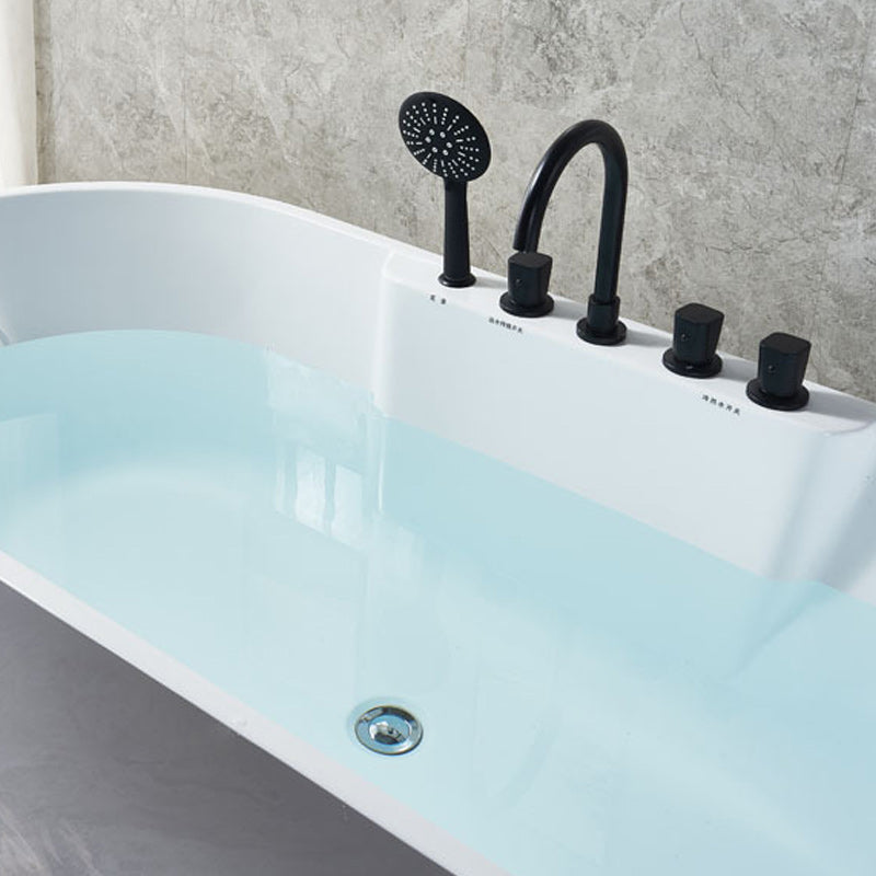White Oval Bath Tub for Bathroom Soaking Stand Alone Tub with Drain