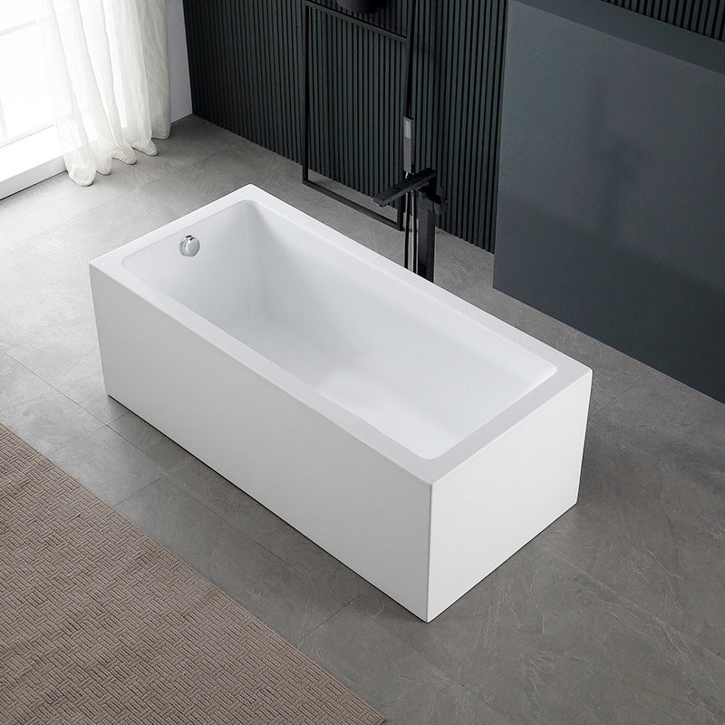 White Acrylic Rectangular Bathtub Soaking Freestanding with Left Drain