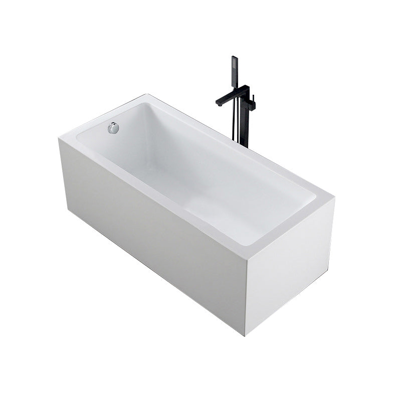 White Acrylic Rectangular Bathtub Soaking Freestanding with Left Drain