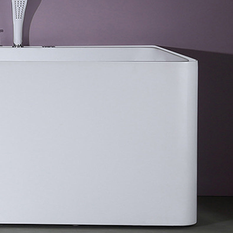 White Acrylic Rectangular Bath Tub Whirlpool Stand Alone Tub with Faucet
