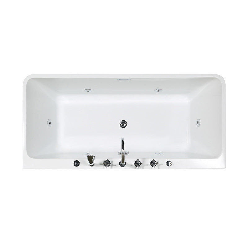 White Acrylic Rectangular Bath Tub Whirlpool Stand Alone Tub with Faucet