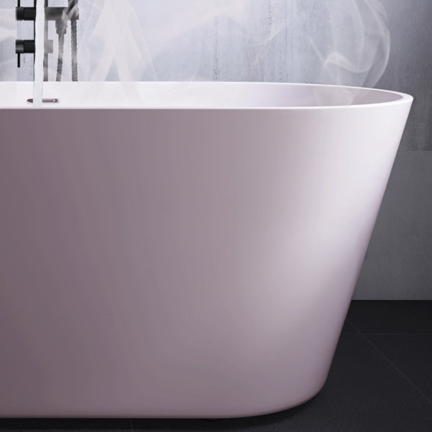 Modern White Stand Alone Bathtub Oval Acrylic Soaking Bathtub without Holes