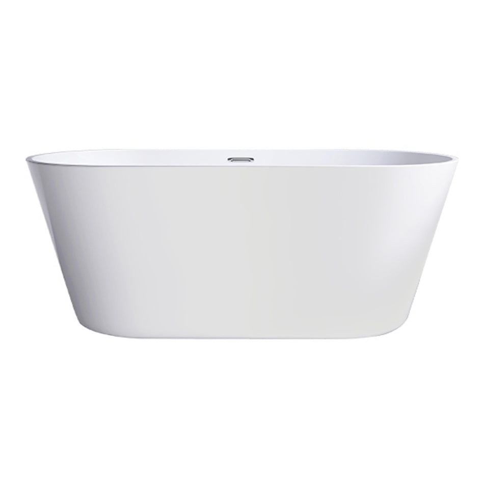 Modern White Stand Alone Bathtub Oval Acrylic Soaking Bathtub without Holes