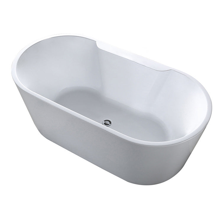 Acrylic Oval Bathtub with Faucet Soaking Freestanding Tub for Bathroom
