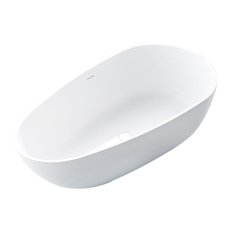 Soaking Stand Alone Tub with Drain Bathroom White Stone Bathtub
