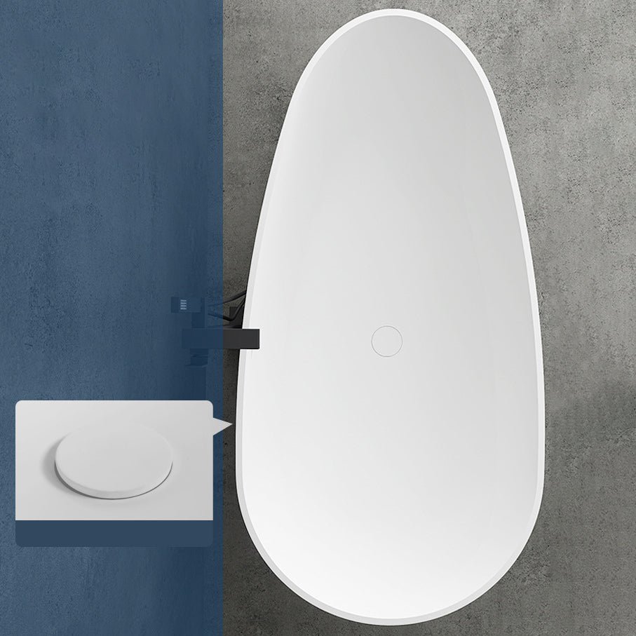 Soaking Stand Alone Tub with Drain Bathroom White Stone Bathtub