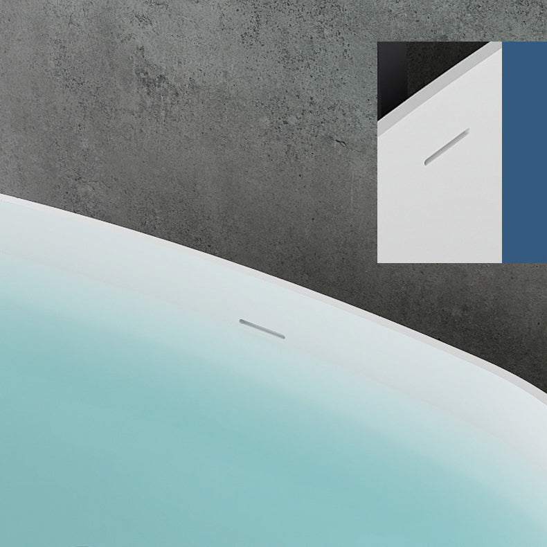 Soaking Stand Alone Tub with Drain Bathroom White Stone Bathtub